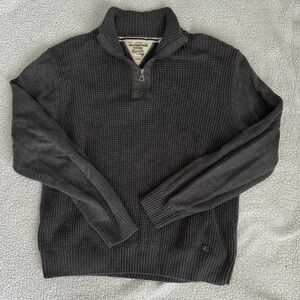 Weatherproof vintage Men's Charcoal Zip-Neck Waffle Knit Sweater